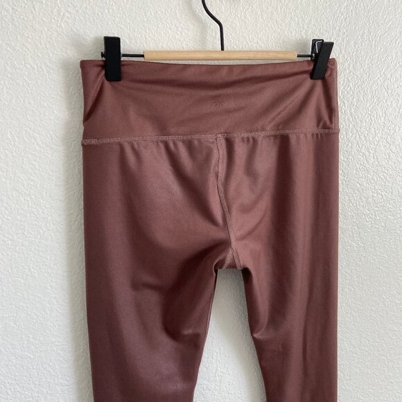 Athleta Elation Shimmer Tight Cinnamon Brown Pull On High Waist Leggings Small - Picture 5 of 9